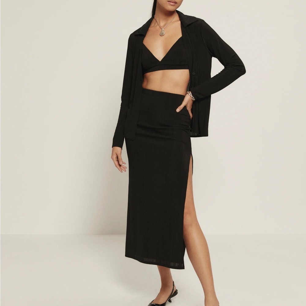 Reformation Landers Set Cardi & Skirt only, no bra! ~ Size X-SMALL